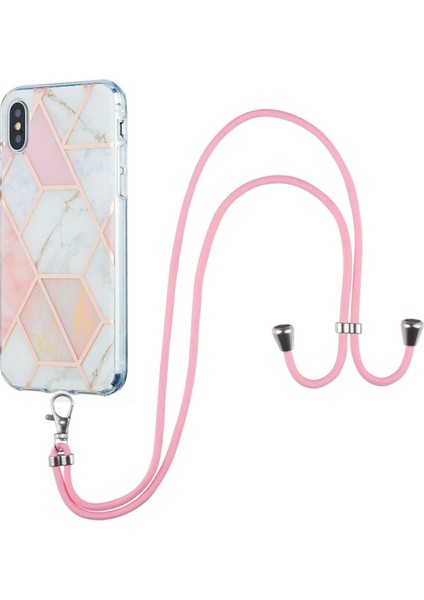 2.0mm Imd Tpu Telefon Kılıf + Ipi Ekleme Mermer Desen Galvaniyeli Ultra Slim Durumda iPhone x / Xs 5.8 Inç - Pembe / Beyaz (Yurt Dışından)