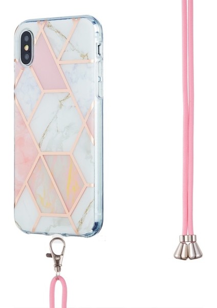 2.0mm Imd Tpu Telefon Kılıf + Ipi Ekleme Mermer Desen Galvaniyeli Ultra Slim Durumda iPhone x / Xs 5.8 Inç - Pembe / Beyaz (Yurt Dışından) modelleri