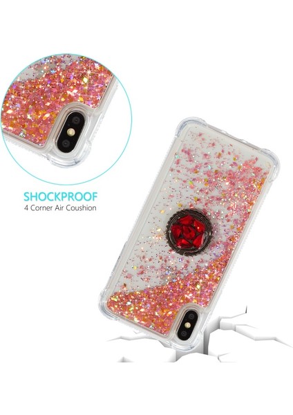 Glitter Tozu Quicksand Rhinestone Dekor Kickstand Tpu Kılıf iphone x / Xs 5.8 Inç - Kırmızı (Yurt Dışından) modelleri
