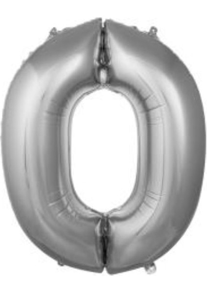 40'' 100 cm Gümüş Folyo Rakam Balon 0