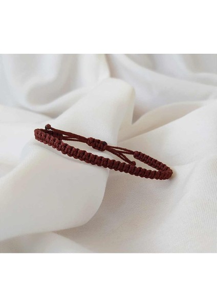 Kahverengi Örgü Ip Arkadaş Bilekliği