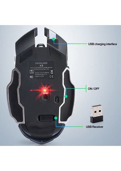 X8 2.4g Kablosuz Şarjlı Sessiz Işıklı Mekanik Oyuncu Faresi (Yurt Dışından) indirimleri