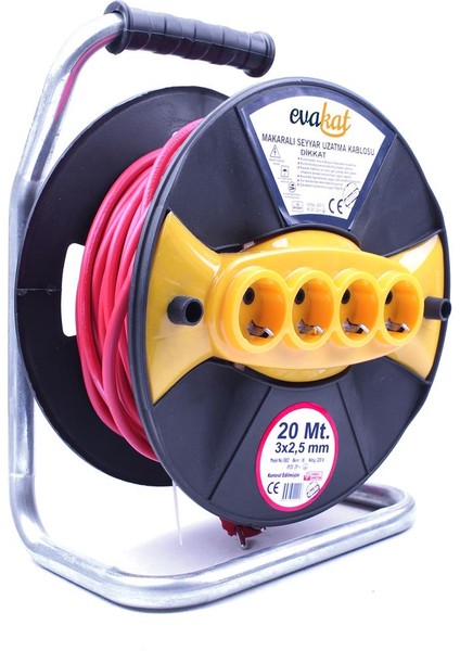 Sertifikalı Makaralı Uzatma Kablosu 3 x 2,5 20 mt
