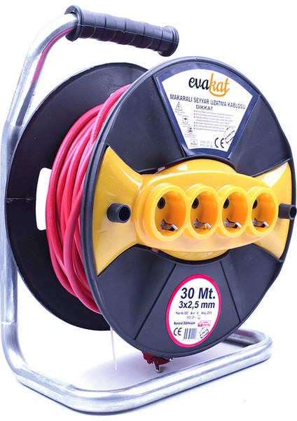 Sertifikalı Makaralı Uzatma Kablosu 3 x 2,5 30 mt