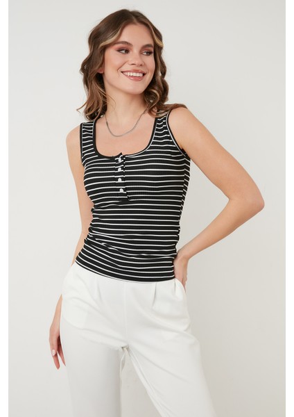 Dar Kesim Çizgili Düğmeli Atlet Bayan ATLET 5864060 fiyatları