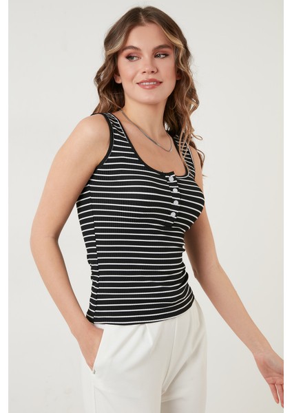 Dar Kesim Çizgili Düğmeli Atlet Bayan ATLET 5864060 modelleri