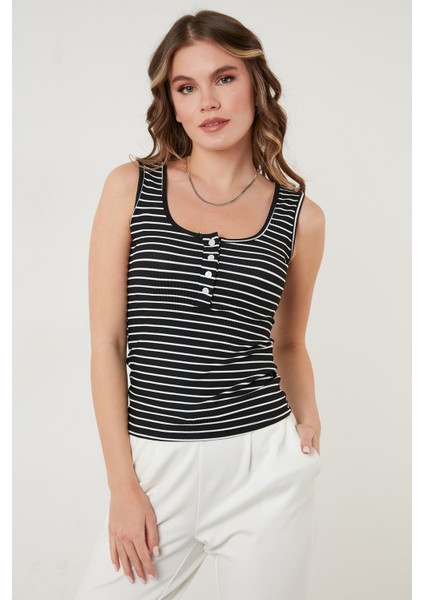 Dar Kesim Çizgili Düğmeli Atlet Bayan ATLET 5864060 fırsatları