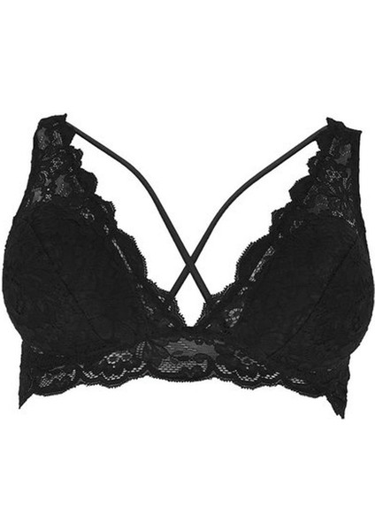3117 Dolgulu Dantelli Bralette Sütyen - Siyah