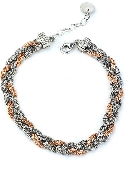 Rose Beyaz 925 Ayar Gümüş Örgü Bileklik