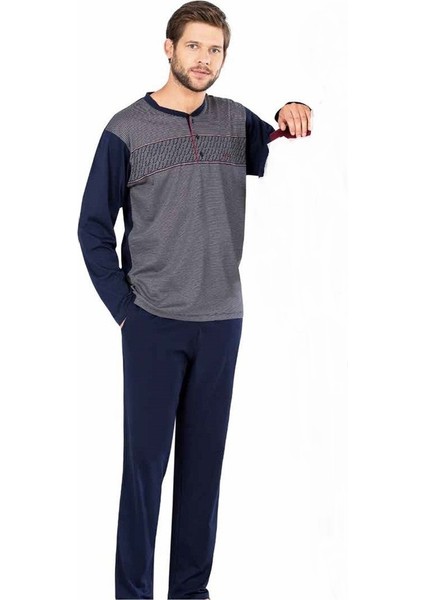 5468 Uzun Kollu Jakarlı Erkek Pijama Takımı