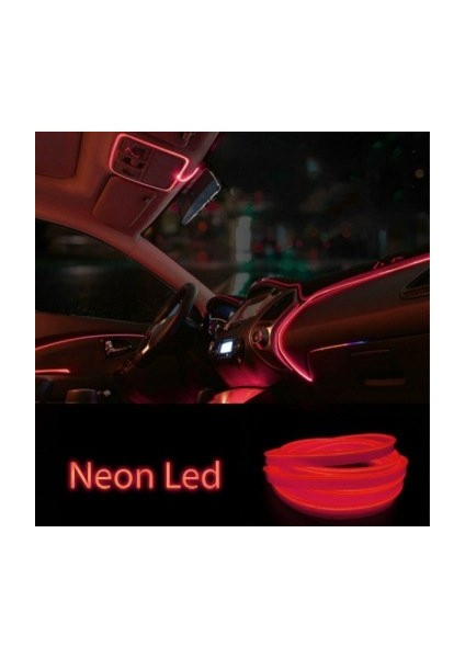 Araç Araba Içi Torpido Ledi Renkli Ip Neon Ip LED 2 Metre Kırmızı