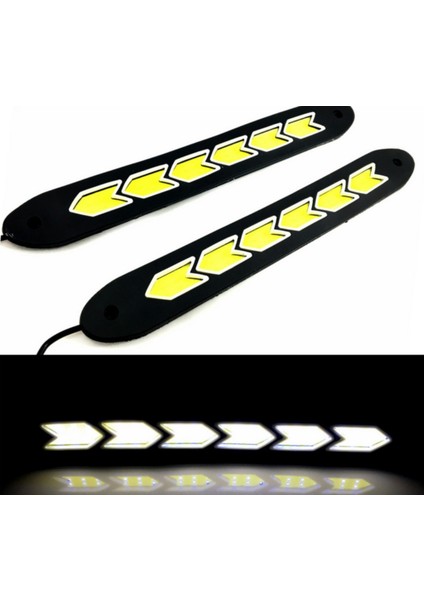 Şüscar Oto Carub 6 LED Gündüz Ledi Lamba 12V Sıralı Cob Elastik Beyaz 2 Adet