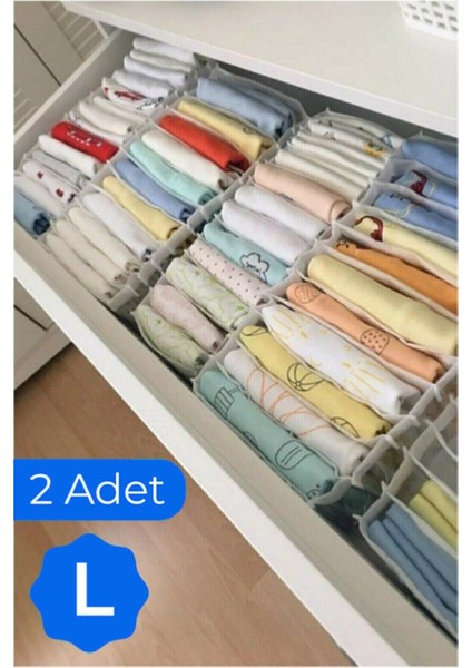 Yoko Home 2 Adet - Large 8 Gözlü Çekmece Içi Düzenleyici Organizer - 2 Adet 22 x 35 x 17