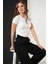Yanlardan Büzgülü Kısa Kollu Crop Bluz Bayan Bluz 5864010 2