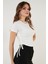 Yanlardan Büzgülü Kısa Kollu Crop Bluz Bayan Bluz 5864010 3