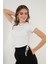 Yanlardan Büzgülü Kısa Kollu Crop Bluz Bayan Bluz 5864010 4