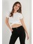 Fitilli Bel Detaylı Kısa Kollu Dar Kesim Crop Bluz Bayan Bluz 5864211 3