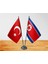 Kuzey Kore Masa Bayrağı Krom Direkli Ikili Bayrak 1