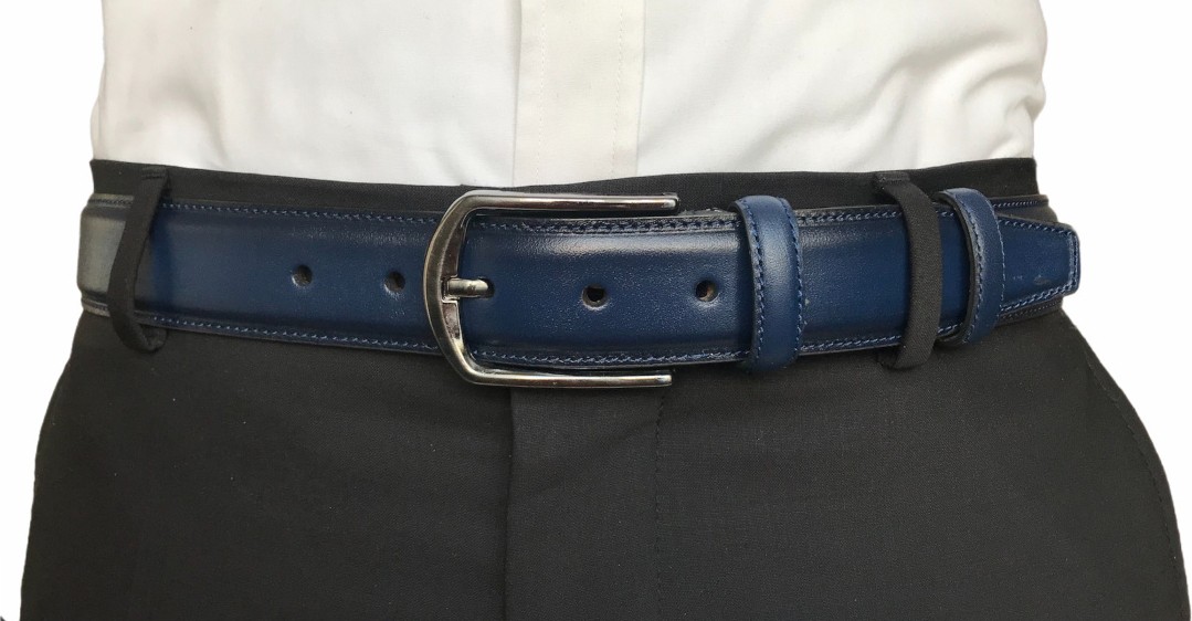 GoDeri Kaliteli Deri 3'lü Set, Dikişli Klasik Kumaş Pantolon Kemeri; Siyah, Lacivert, Taba 3,5 cm görsel 4