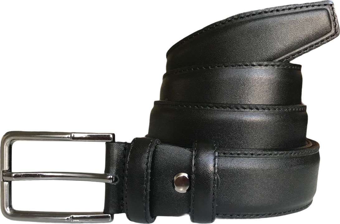 GoDeri Kaliteli Deri 3'lü Set, Dikişli Klasik Kumaş Pantolon Kemeri; Siyah, Lacivert, Taba 3,5 cm görsel 2