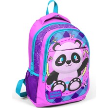 Coral High Kids Açık Pembe Mor Pandalı Üç Bölmeli Sırt Çantası 14384
