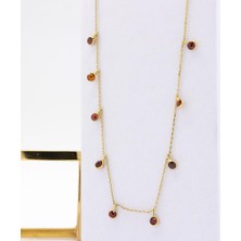 Latif Kuyumcu 14 Ayar Altın Sıralı Krımızı Taşlı Kolye LKSKLY0153