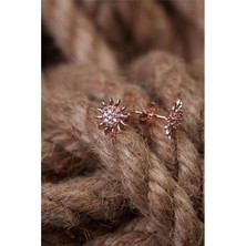 Adal Silver Kadın Gümüş Rose Zirkon Güneş Küpe