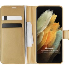 Microsonic Samsung Galaxy S21 Ultra Kılıf Delux Leather Wallet Gold