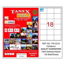 Tanex Tw-2218 Lazer Etiket 70X46 Mm Tw2218Las10100