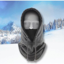 Homyl Termal Polar Balaclava Eşarp Kayak Yüz Maskesi Boyun Isıtıcı Snood Hood Hat Gri (Yurt Dışından)