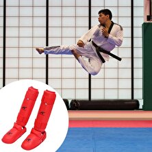 Homyl Mma Shin Muhafızları Dişli Bacak Instep Koruma Karate Taekwondo Pedleri Yetişkinler Için Link Kırmızı S (Yurt Dışından)