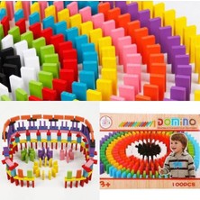 Samatlı Domino 100 Parça Ahşap Taşları Domino Oyunu Renkli Eğitici Domino