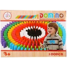 Samatlı Domino 100 Parça Ahşap Taşları Domino Oyunu Renkli Eğitici Domino