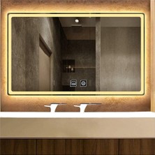 Global Led Mirror 80 x 120 cm Dokunmatik Tuşlu Buğu Çözücü Ledli Banyo Aynası Dekoratif Ayna