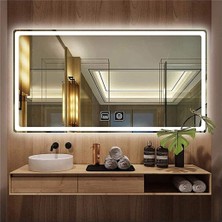Global Led Mirror 70 x 110 cm Dokunmatik Tuşlu Buğu Çözücü Ledli Banyo Aynası Dekoratif Ayna