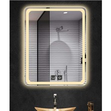 Global Led Mirror 75 x 105 cm Dokunmatik Tuşlu Buğu Yapmayan Ledli Banyo Aynası Dekoratif Ayna