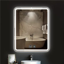 Global Led Mirror 75 x 105 cm Dokunmatik Tuşlu Buğu Çözücü Ledli Banyo Aynası Dekoratif Ayna