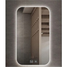 Global Led Mirror 50 x 65 cm Dokunmatik Tuşlu Buğu Çözücü Ledli Banyo Aynası Dekoratif Ayna