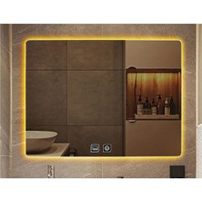 Global Led Mirror 50 x 65 cm Dokunmatik Tuşlu Buğu Çözücü Ledli Banyo Aynası Dekoratif Ayna