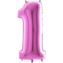 Eğlence Marketi 1 Rakam Pembe Folyo Balon 40 Inç 100 cm