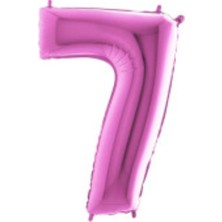 Eğlence Marketi 7 Rakam Pembe Folyo Balon 40 Inç 100 cm