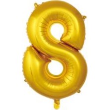 Eğlence Marketi 40'' 100 cm Altın Gold Folyo Rakam Balon 8