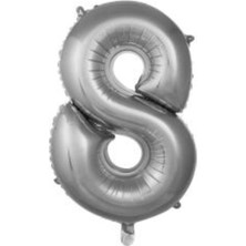 Eğlence Marketi 34 Inç Folyo Rakam Balon 76 cm Gümüş 8