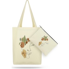 Çınar Bez Çanta Paket Women Line Art Kanvas Kumaş Bez Çanta