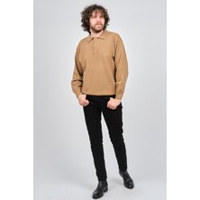 Erkek Lambswool Polo Yaka Kazak 0593147 Camel