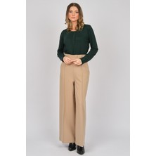 Ekol Kadın Süs Kemerli Bol Paça Pantolon 6055107 Camel