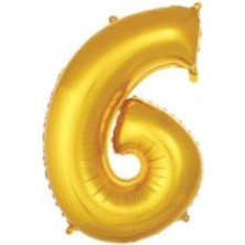 Eğlence Marketi 34 Inç Folyo Rakam Balon 76 cm Altın 6