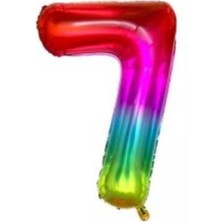 Eğlence Marketi 34'' 80 cm Gökkuşağı Folyo Rakam Balon 7
