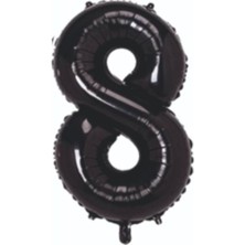 Eğlence Marketi 34 Inç 76 cm Folyo Siyah Rakam Balon 8