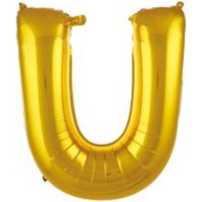 Eğlence Marketi 34 Inç Folyo Harf Balon 76 cm Altın U